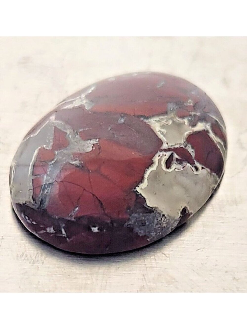 Gemstones Loose Red Brecciated Agate Cabochon 7.4 gr Pendant Size 14 mm x 30 mm